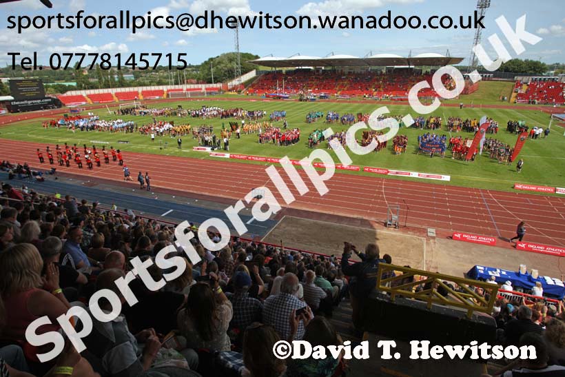 Opening ceremony, 2015 English Schools Track and Field Champs., Gateshead Stadium. Photo: David T. Hewitson/Sports for All Pics